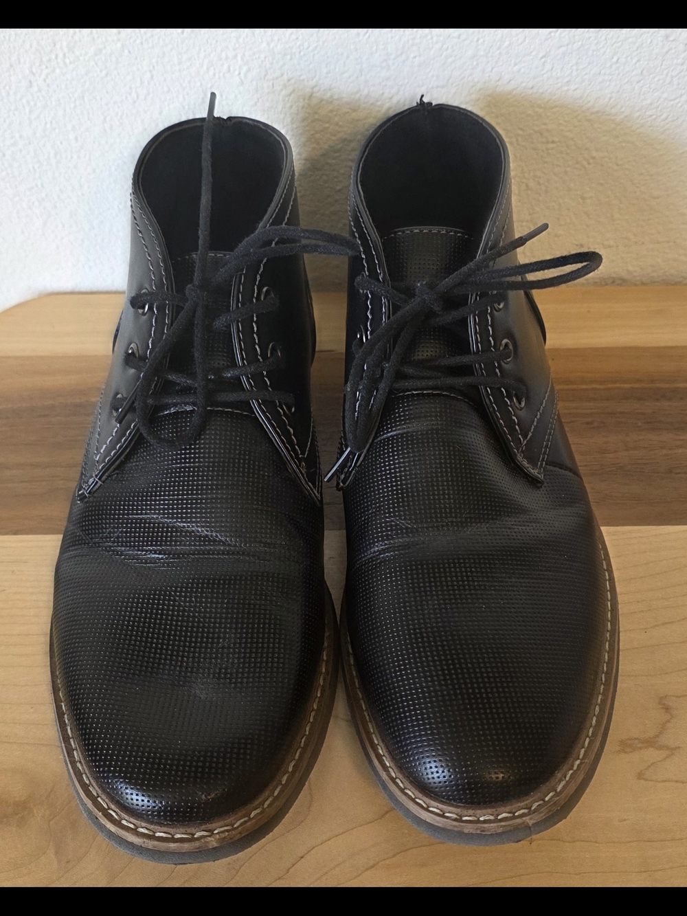 Boys Black Lace-Up Dress Shoes